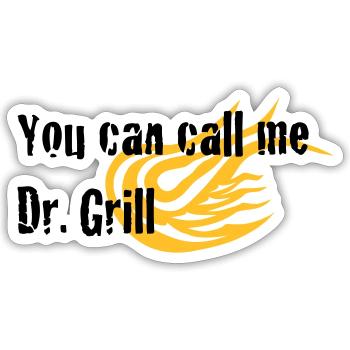 dr. grill - Sticker Größe S (10 x 10 cm) - Mattweiß - Vorne
