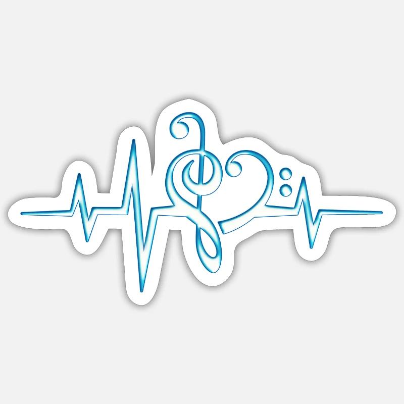 Music, pulse, notes, Trance, Techno, Electro, Goa - Sticker taille S (10 x 10 cm) - blanc mat