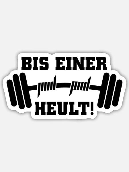 Bis einer heult Hantel - Sticker Größe S (10 x 10 cm) - Mattweiß