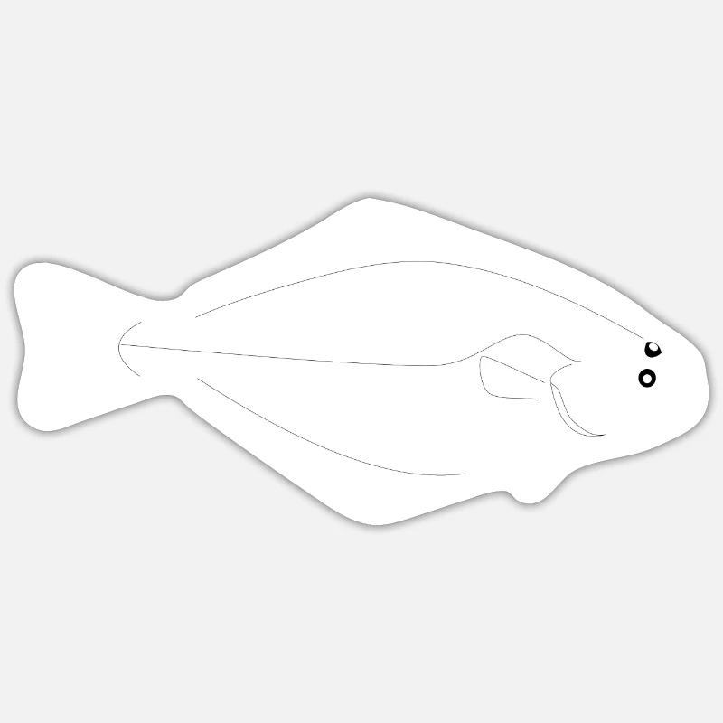 Heilbutt Vollformat weiß Sticker Größe S (10 x 10 cm)