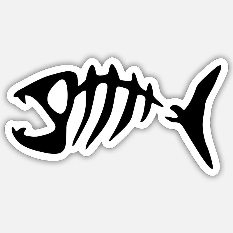 Piranha Fish Fish Bone Grete - Sticker size S (10 x 10 cm) - white matte