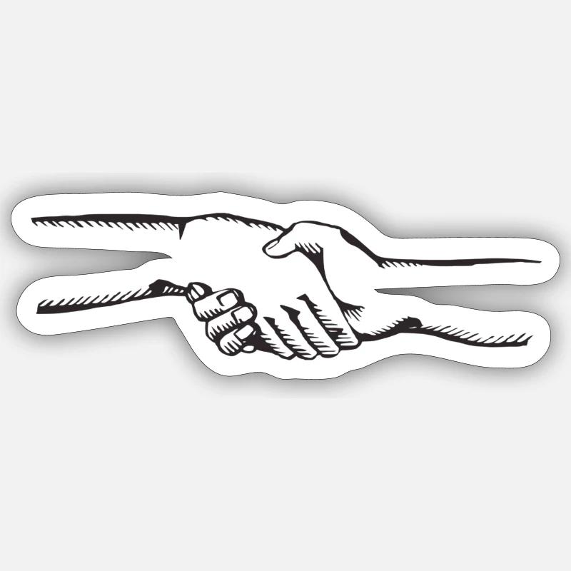 Handschlag Geschäft - Sticker Größe S (10 x 10 cm) - Mattweiß