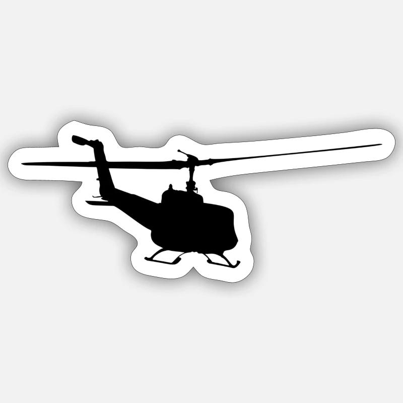 hélicoptère - Sticker taille S (10 x 10 cm) - blanc mat