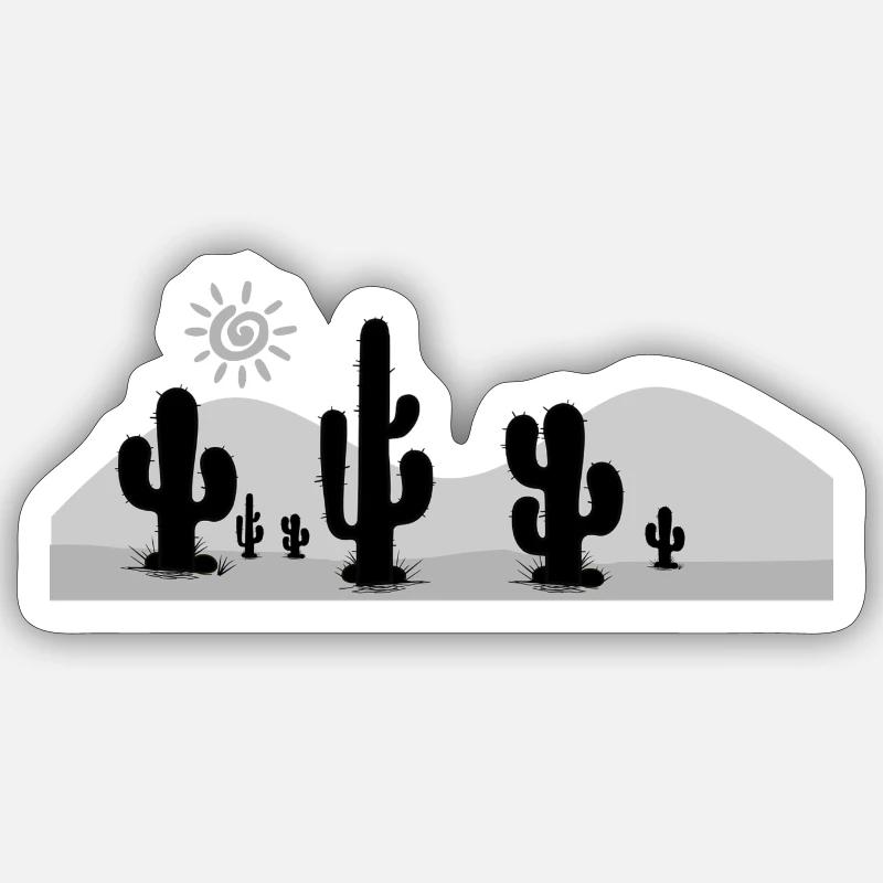 Kaktus Wüste - Sticker Größe S (10 x 10 cm) - Mattweiß