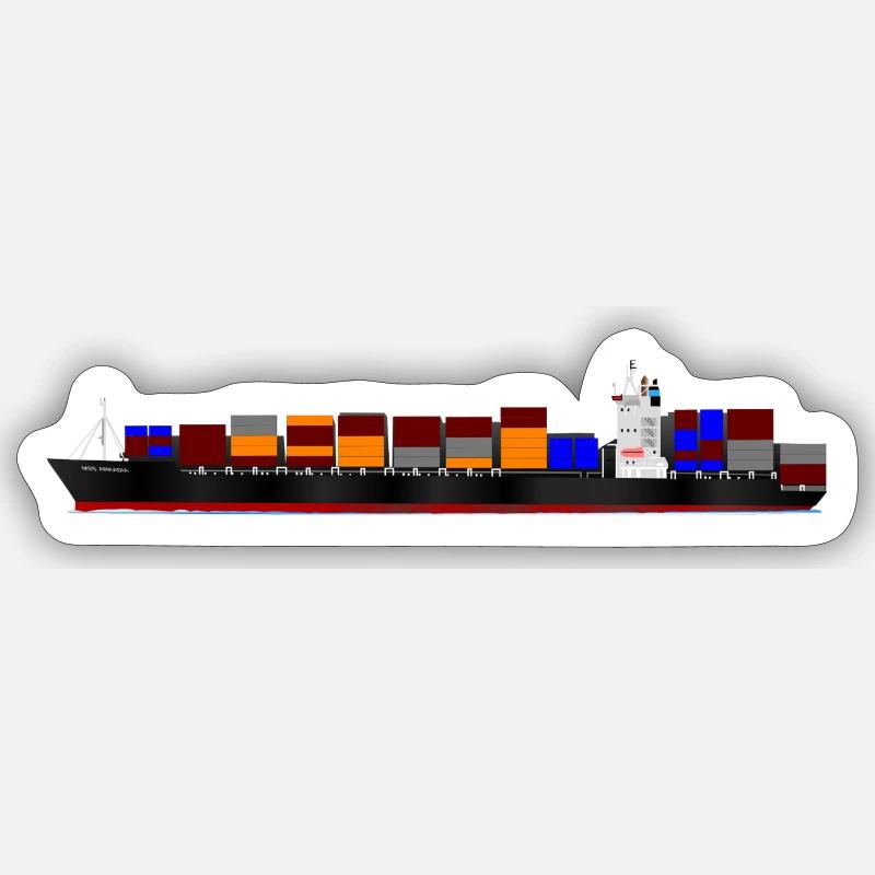 Containerschiff - Sticker Größe S (10 x 10 cm) - Mattweiß
