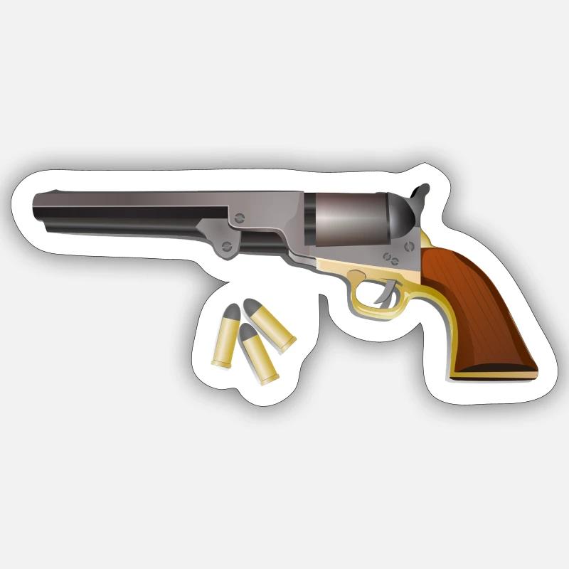 Pistole - Sticker Größe S (10 x 10 cm) - Mattweiß