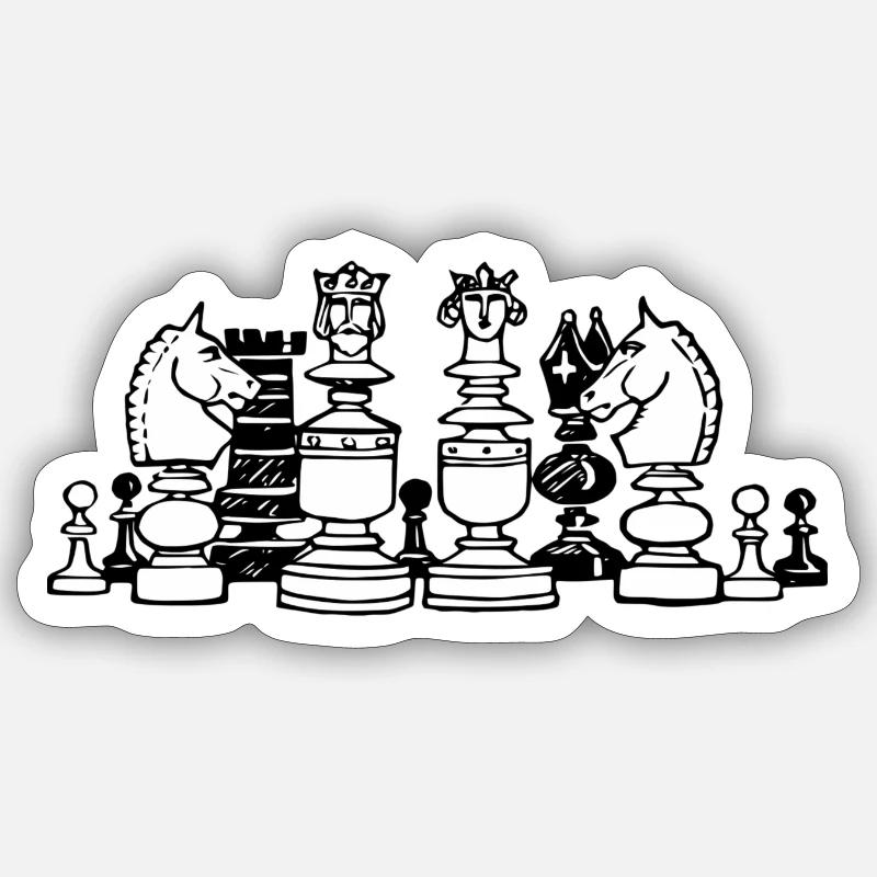 Schach - Sticker Größe S (10 x 10 cm) - Mattweiß
