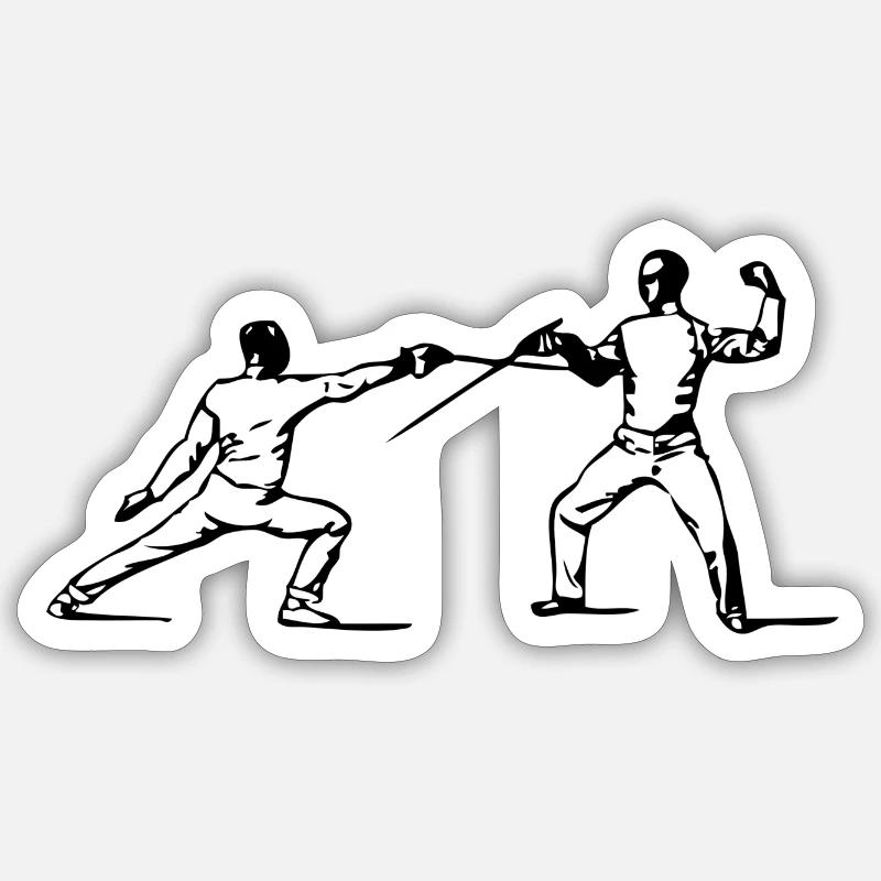 fencing fights floret sword parry samurai16 Sticker size S (10 x 10 cm)