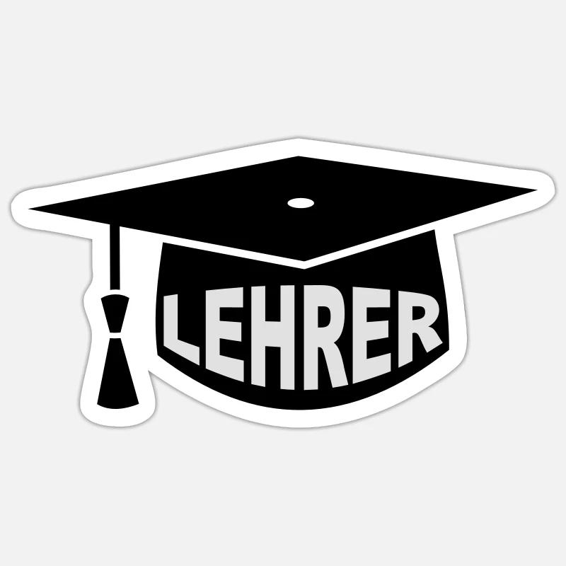 Lehrer - Doktorhut - Sticker Größe S (10 x 10 cm) - Mattweiß