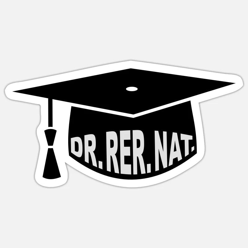 Doktor - Doktorhut - Studium - Geschenk - Dr. rer. - Sticker Größe S (10 x 10 cm) - Mattweiß