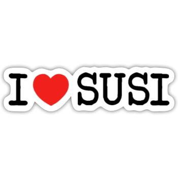J'aime Susi - Sticker taille S (10 x 10 cm) - blanc mat - Devant