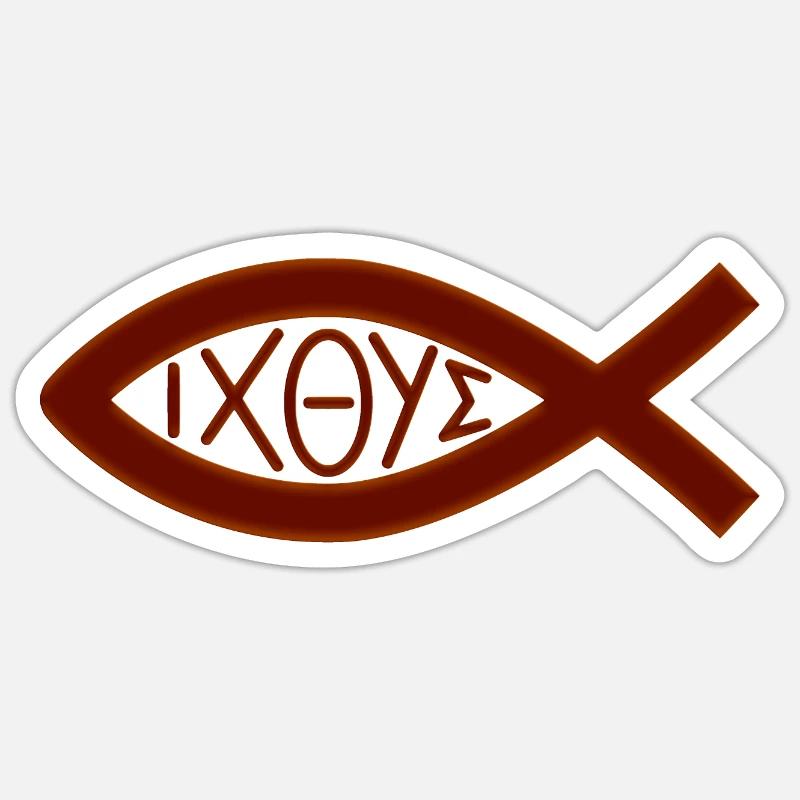 Jésus poisson - Sticker taille S (10 x 10 cm) - blanc mat