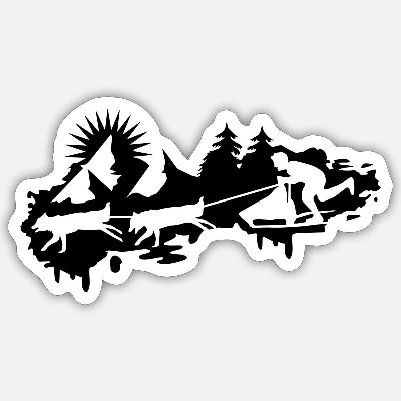 Sled dog race Graffiti - Sticker size S (10 x 10 cm) - white matte