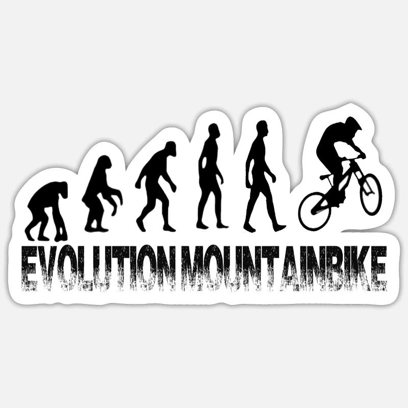 Evolution mountain bike - from monkey to biker Sticker size S (10 x 10 cm)