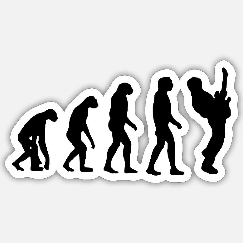 Evolution du guitariste, guitariste, musicien # - Sticker taille S (10 x 10 cm) - blanc mat