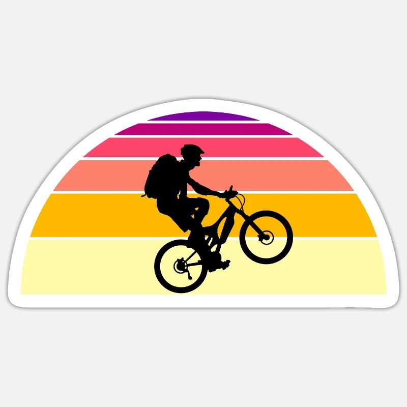 Biker au coucher du soleil - Sticker taille S (10 x 10 cm) - blanc mat