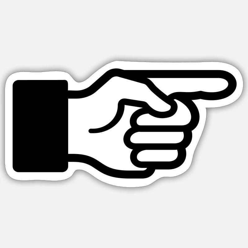 Doigt pointeur, index, main, direct, vous êtes - Sticker taille S (10 x 10 cm) - blanc mat