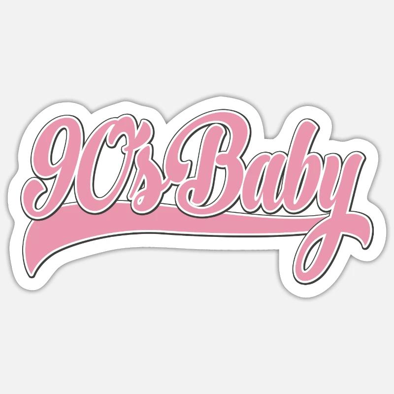 90s Baby Pink Retro Script - Sticker Größe S (10 x 10 cm) - Mattweiß