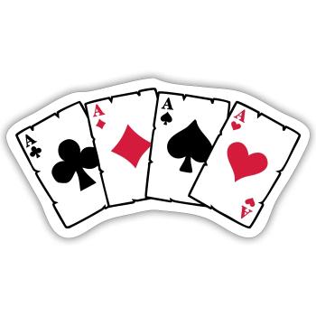 Cartes Poker - Cartes Poker - Sticker taille S (10 x 10 cm) - blanc mat - Devant