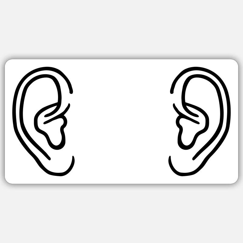 Oreille - Sticker taille S (10 x 10 cm) - blanc mat