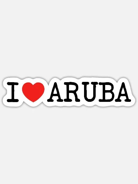 I love Ich liebe Aruba Karibik Südsee Insel Urlaub - Sticker Größe S (10 x 10 cm) - Mattweiß