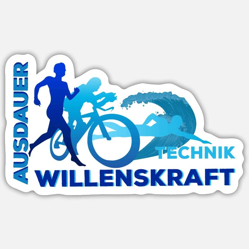 Triathlon - Ausdauer - Technik - Willenskraft Sticker Größe S (10 x 10 cm)