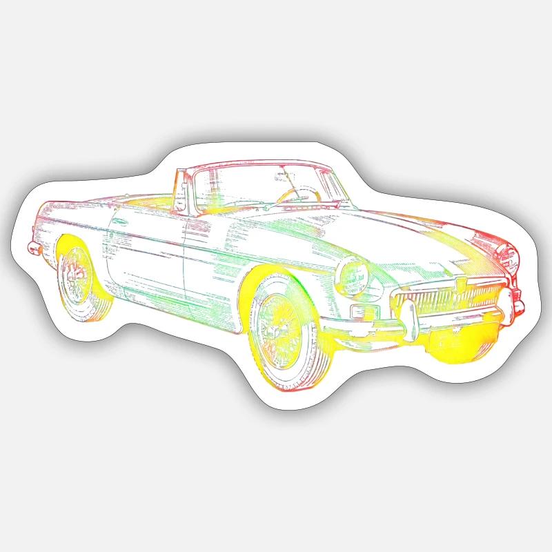 Voiture Oldtimer - Sticker taille S (10 x 10 cm) - blanc mat