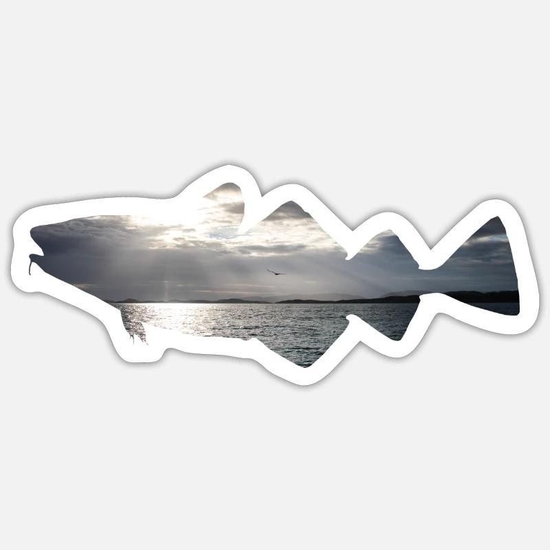 Cod fishing Norway - Sticker size S (10 x 10 cm) - white matte