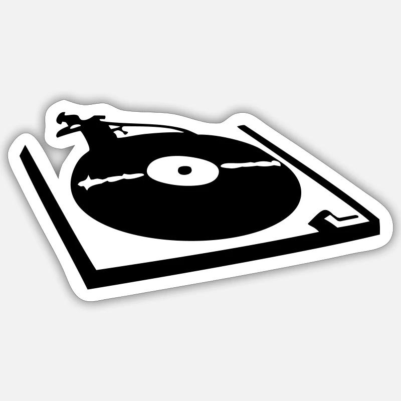 DJ, record player, vinyl - Sticker taille S (10 x 10 cm) - blanc mat