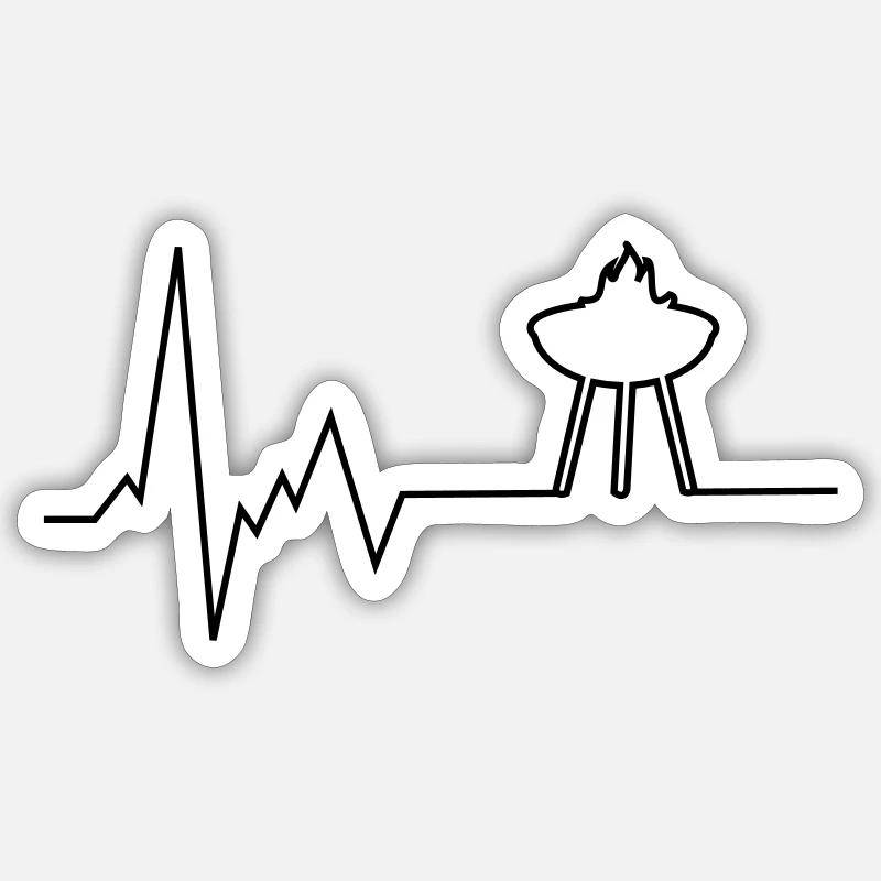Trépied Heartbeat Grill - Sticker taille S (10 x 10 cm) - blanc mat