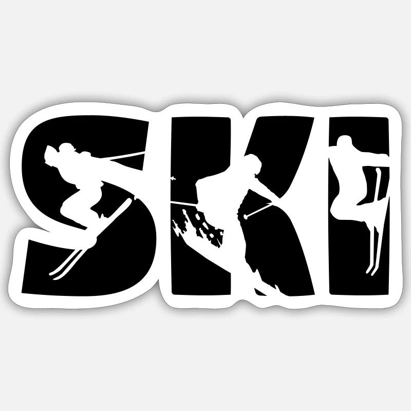 Ski, skiing - Sticker size S (10 x 10 cm) - white matte