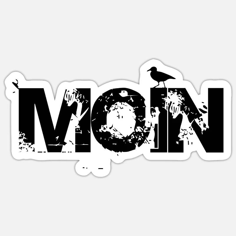 MOIN mit Möwe - Sticker Größe S (10 x 10 cm) - Mattweiß