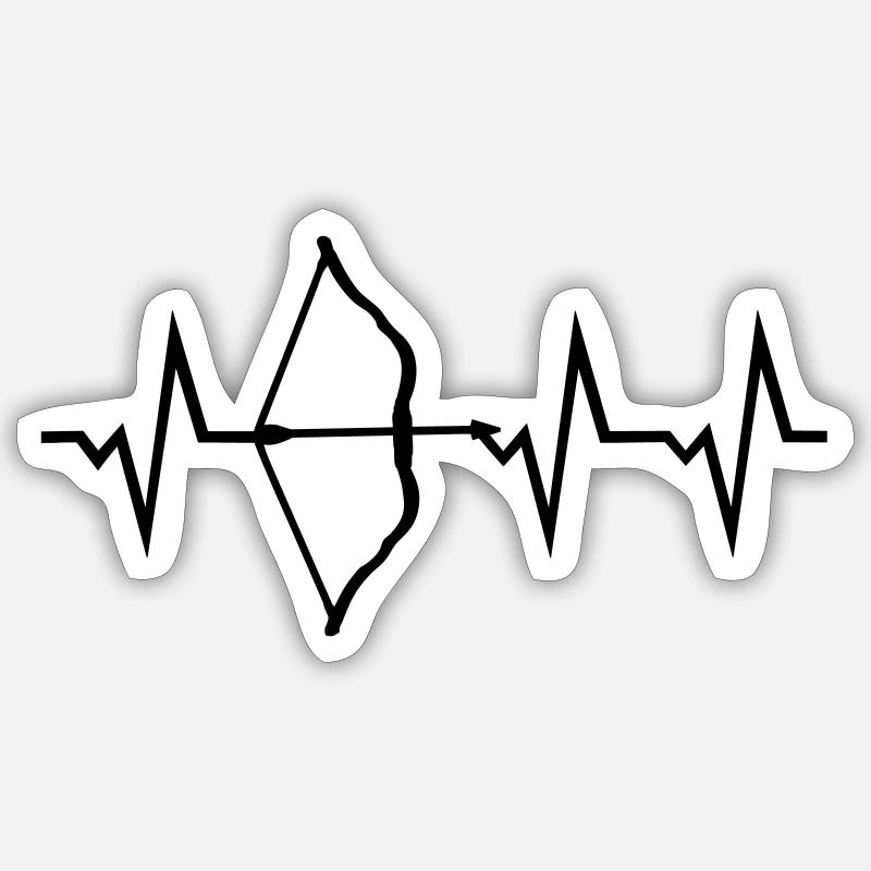 Archery, Bow and Arrow Heartbeat - Sticker size S (10 x 10 cm) - white matte