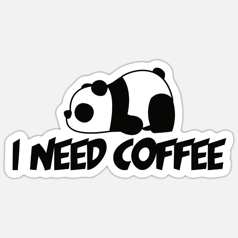 Café Panda - Sticker taille S (10 x 10 cm) - blanc mat