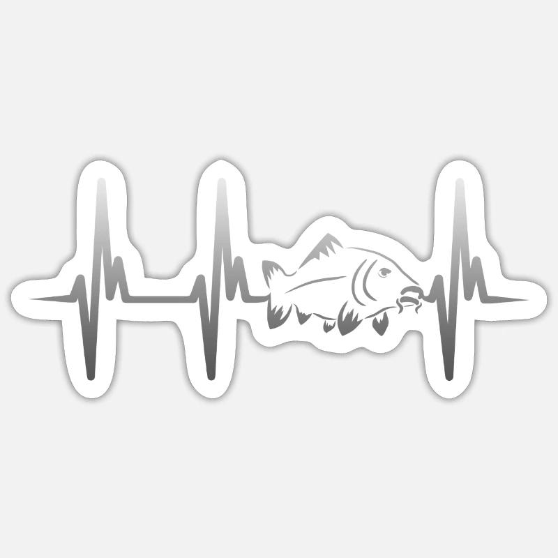 Battements cardiaques Carpes - Sticker taille S (10 x 10 cm) - blanc mat