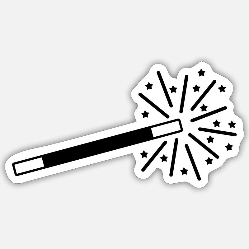 schwarzer Zauberstab - Sticker Größe S (10 x 10 cm) - Mattweiß