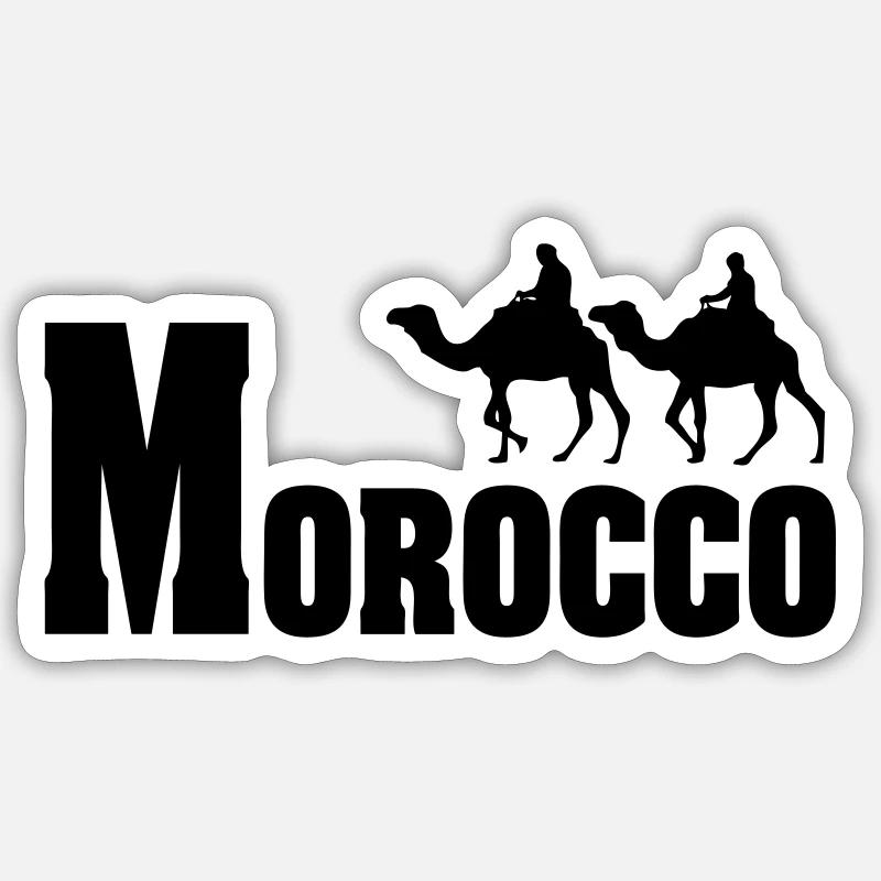 Marokko - Morocco - Karawane - Dromedar - Sticker Größe S (10 x 10 cm) - Mattweiß