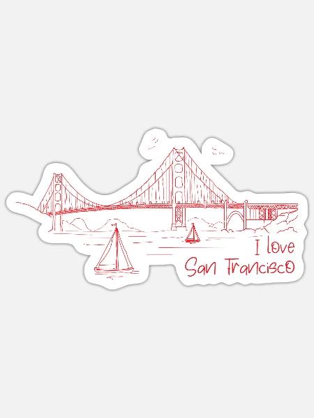 I Love San Francisco - Sticker Größe S (10 x 10 cm) - Mattweiß