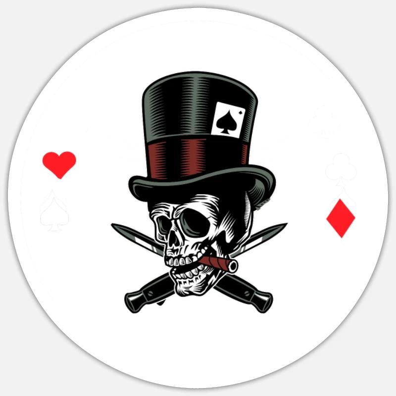 Poker Basecap - Sticker Größe S (10 x 10 cm) - Mattweiß