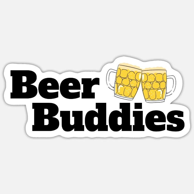 Copains de bière - Sticker taille S (10 x 10 cm) - blanc mat