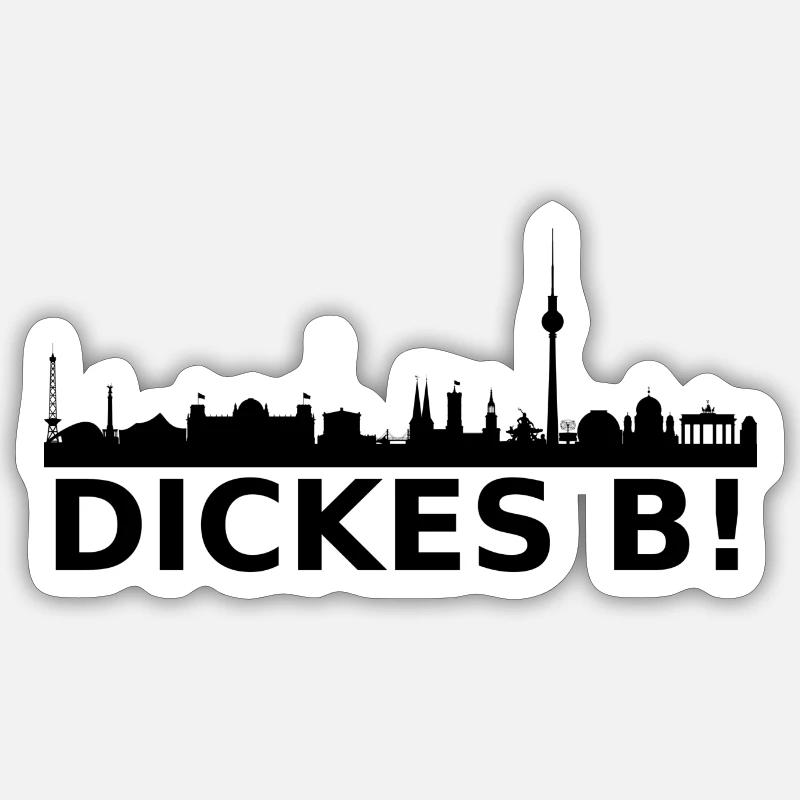 BERLIN Skyline - DICKES B! - Sticker taille S (10 x 10 cm) - blanc mat