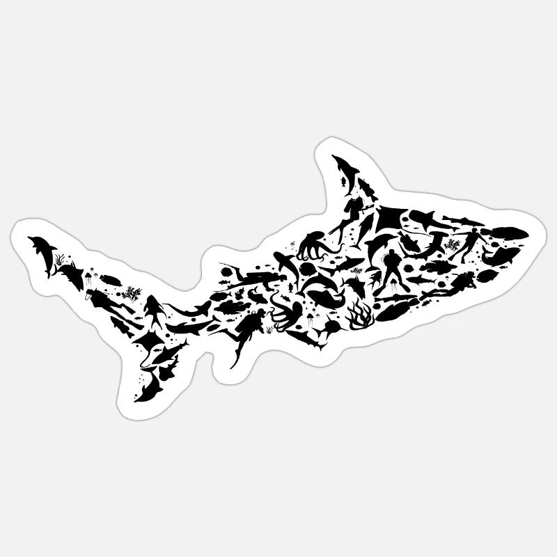 Shark - Sticker size S (10 x 10 cm) - white matte