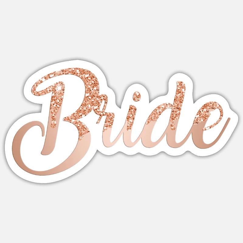 Team Bride Rose Glitter 1 - Sticker Größe S (10 x 10 cm) - Mattweiß