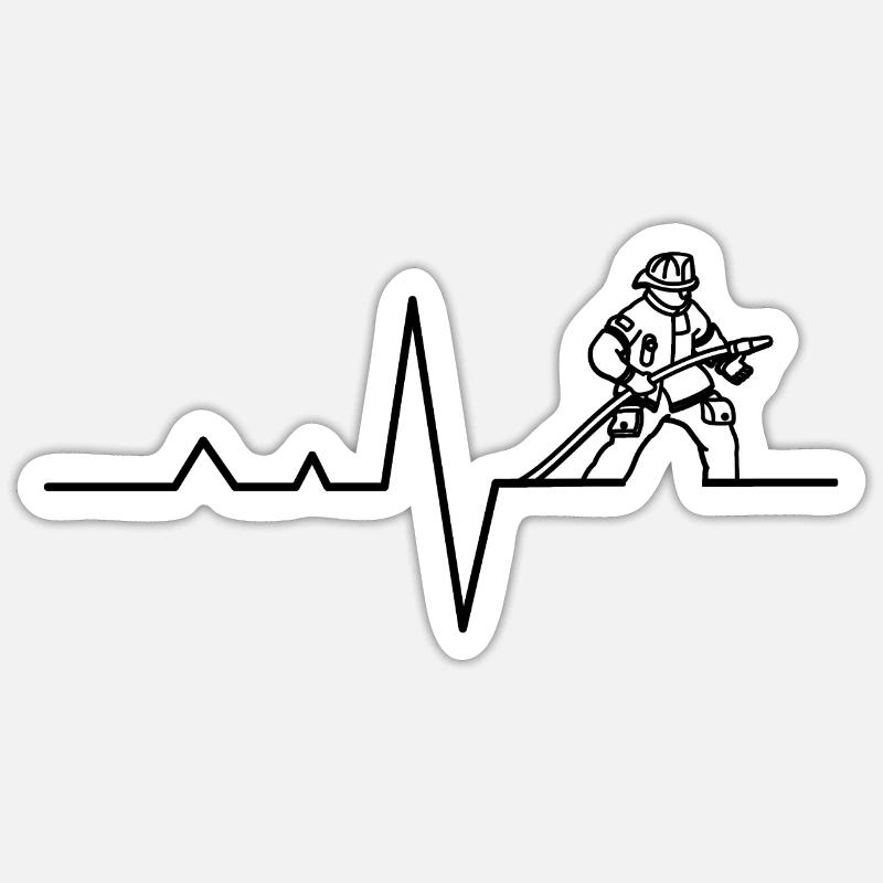 Firefighters pulse - Sticker size S (10 x 10 cm) - white matte