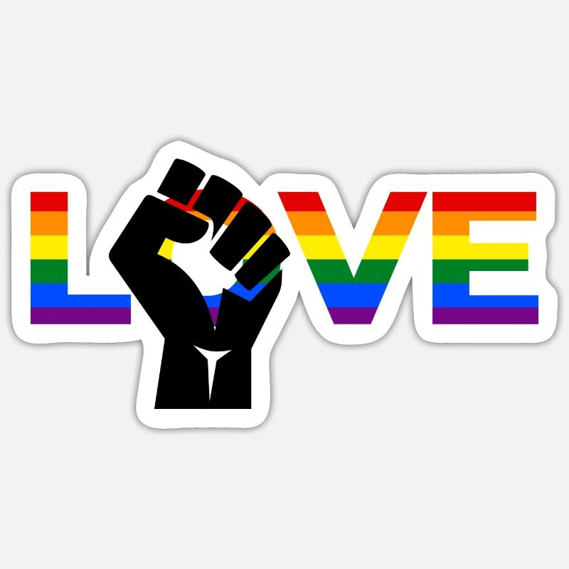 Love LGBT - Sticker taille S (10 x 10 cm) - blanc mat