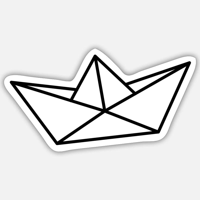 Bateau de papier - Sticker taille S (10 x 10 cm) - blanc mat