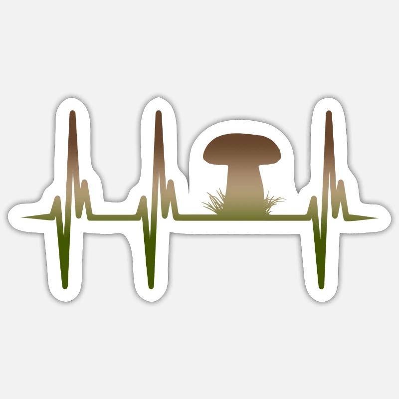 Battements de coeur Recherche de champignons - Sticker taille S (10 x 10 cm) - blanc mat