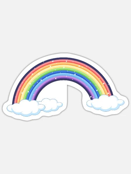 Vibrant Rainbow Over Clouds - Sticker size S (10 x 10 cm) - white matte