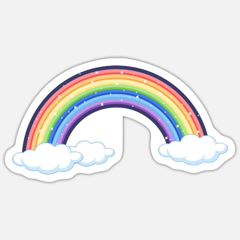 Lebendiger Regenbogen über den Wolken - Sticker Größe S (10 x 10 cm) - Mattweiß