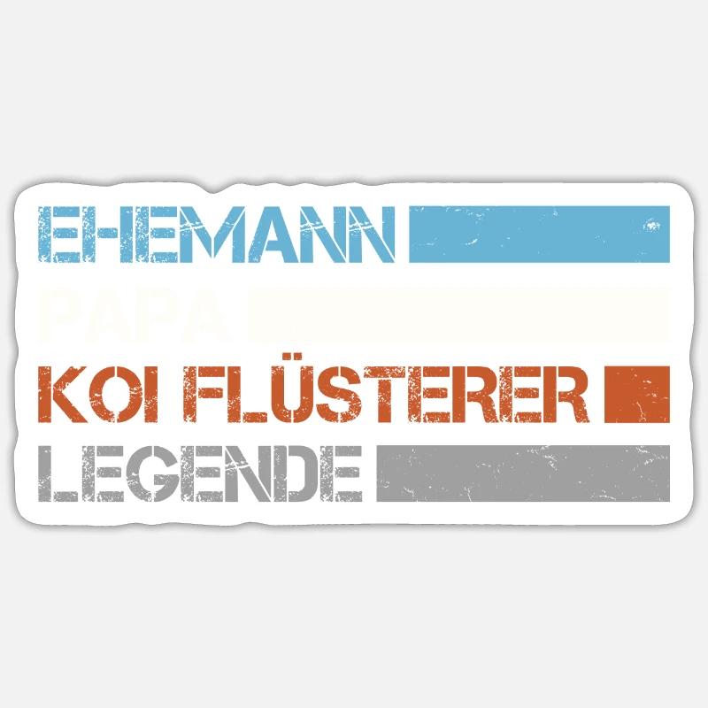Ehemann Papa Koi Flüsterer Legende - Sticker Größe S (10 x 10 cm) - Mattweiß